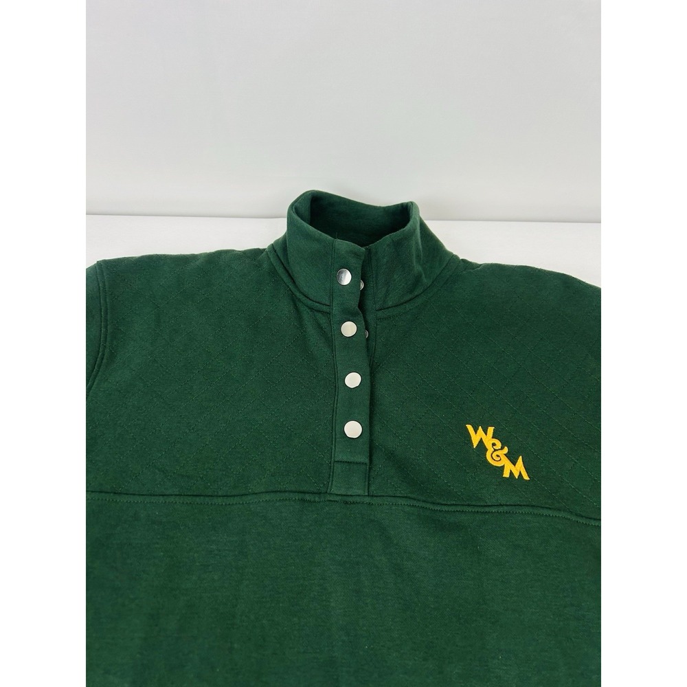 Champion William & Mary Jacket Mens Small Quilted Green 1/4 Snap Pullover